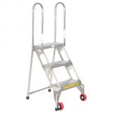 FOLDING 3 STEP LADDER W/WHEELS SS